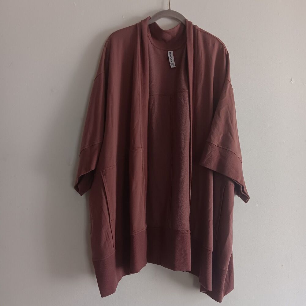 ATHLETA Lotus Wrap Oversized Soft Cozy Open Cardigan Mauve Transitional Layering